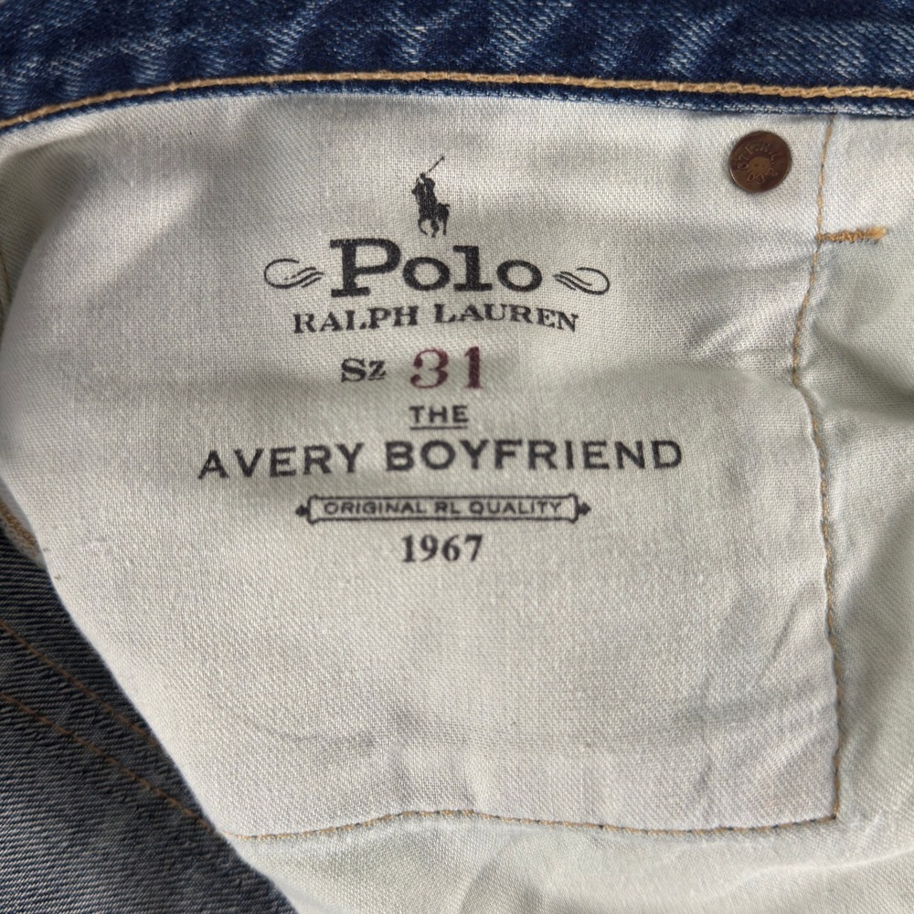 Polo Ralph Lauren Avery Boyfriend Patchwork Bandana Distressed Denim Jeans 31 - Picture 13 of 16